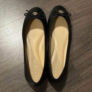 Coach Black Flats with Gold Accent
